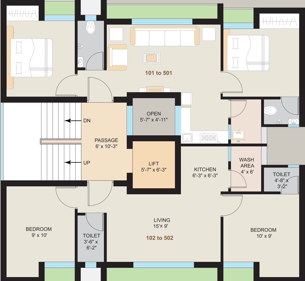 Floor Plan of Amrutlal Krishna Heights in Vavdi, Rajkot - Image 436059