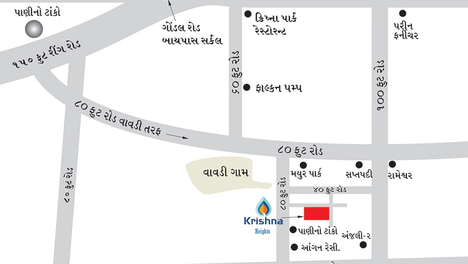 Location of Amrutlal Krishna Heights in Vavdi, Rajkot - Image 436058