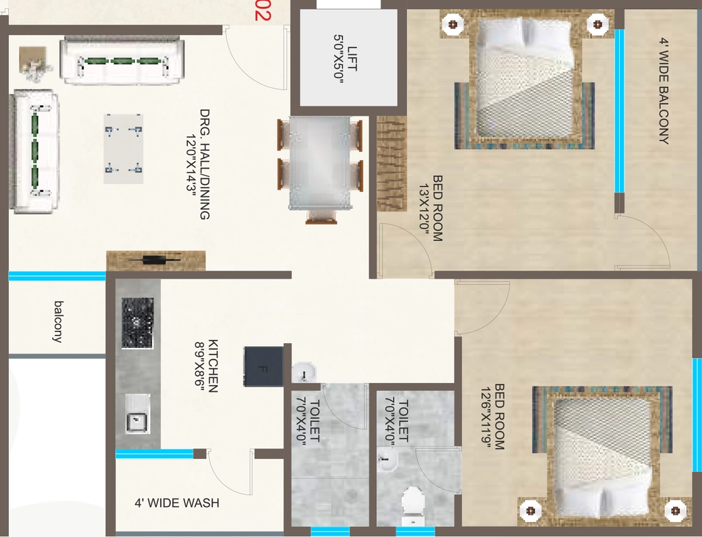 2 BHK Flat in Shree Jasmin Springs in New Manish Nagar, Nagpur - Image 931444