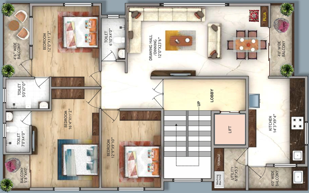 3 BHK Flat in Shree Nalini Heights 1 in Manish Nagar, Nagpur - Image 931445