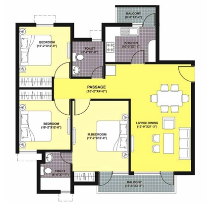 3 BHK Flat in Unitech Unihomes in Bairagarh Chichali, Bhopal - Image 931448