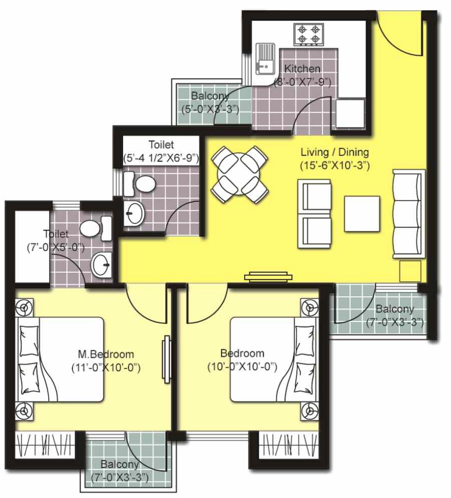 2 BHK Flat in Unitech Unihomes in Bairagarh Chichali, Bhopal - Image 931446