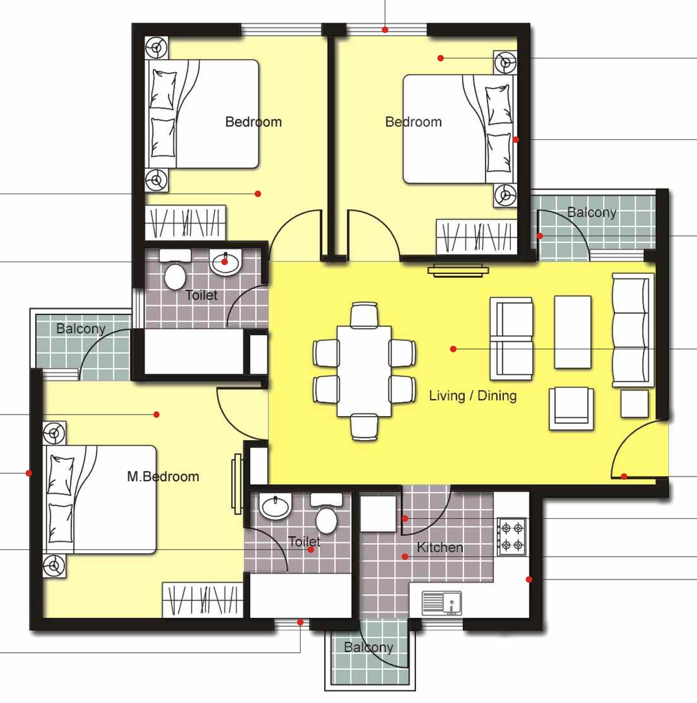 3 BHK Flat in Unitech Unihomes in Bairagarh Chichali, Bhopal - Image 931447
