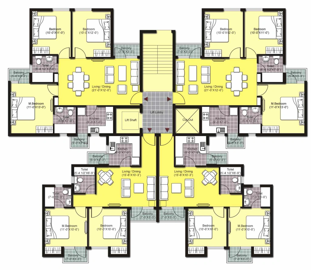 Floor Plan of Unitech Unihomes in Bairagarh Chichali, Bhopal - Image 436087