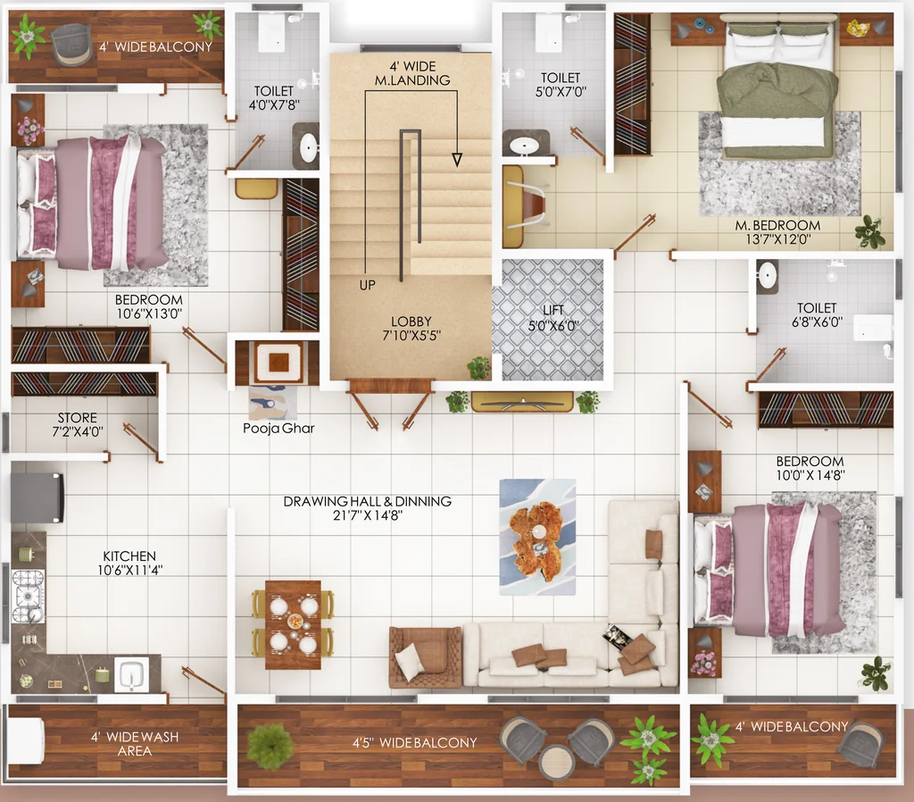 3 BHK Flat in Vedira Fortune in New Manish Nagar, Nagpur - Image 931449