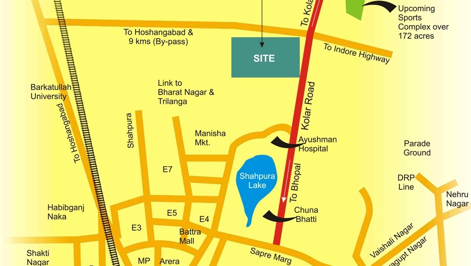 Location of Plot Unitech Unihomes in Bairagarh Chichali, Bhopal - Image 436096
