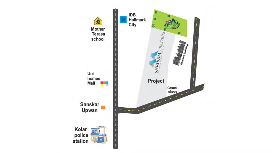 Location of Shriram Traders Ganga Heights 1 in Bairagarh Chichali, Bhopal - Image 436102