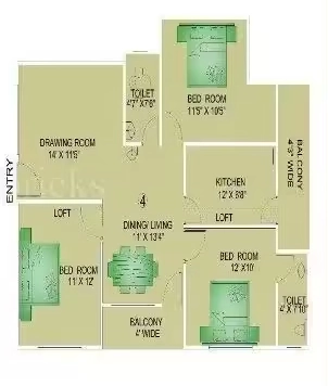 3 BHK Flat in Sagar Royal Villas in Bagmugaliya, Bhopal - Image 931457