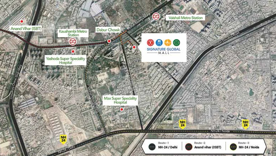 Location of Signature Global Mall in Vaishali, Ghaziabad - Image 436162