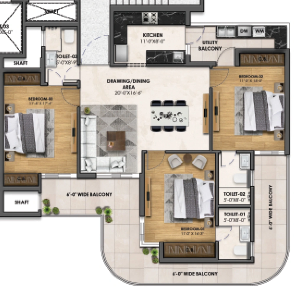 3 BHK Flat in Atlantis Heights in Zirakpur, Chandigarh - Image 931501