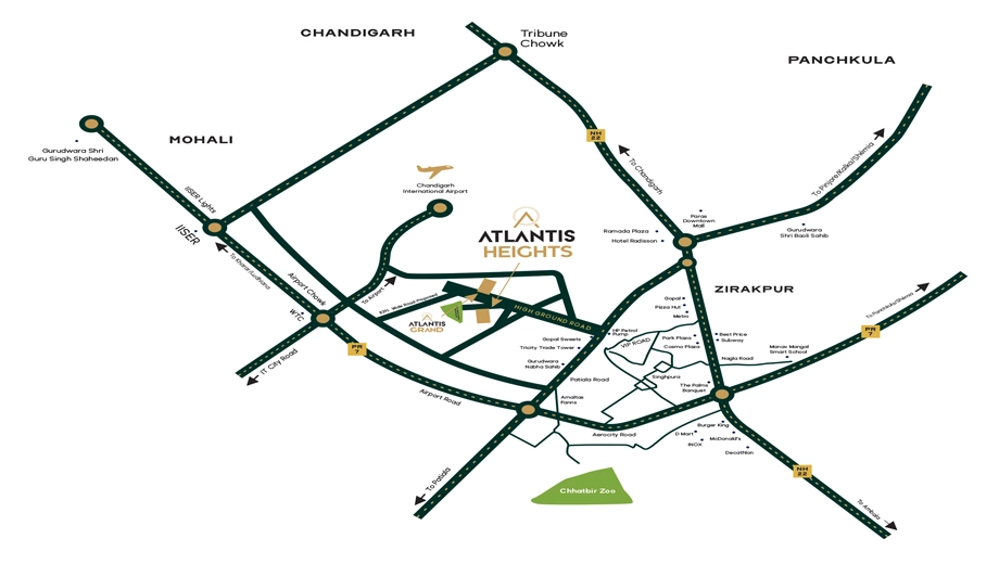 Location of Atlantis Heights in Zirakpur, Chandigarh - Image 436192