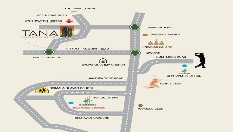 Location of SI Tana in Ambalamukku, Thiruvananthapuram - Image 436317