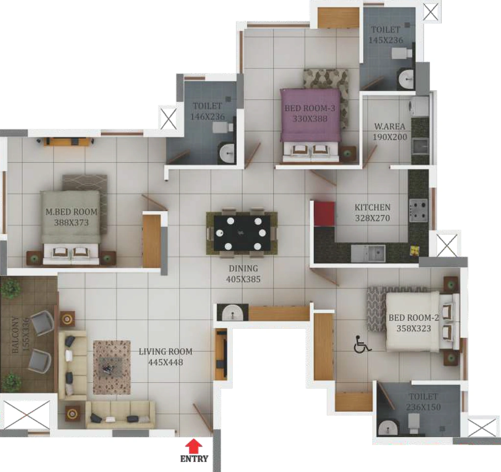 3 BHK Flat in SI Temple Tree in Ambalamukku, Thiruvananthapuram - Image 931536