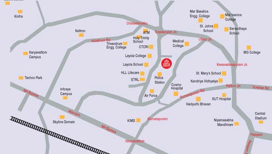 Location of Skyline Campus Heights in Sreekariyam, Thiruvananthapuram - Image 436249