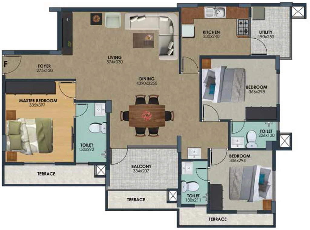 3 BHK Flat in Sowparnika Bhavani in Thycaud, Thiruvananthapuram - Image 931512