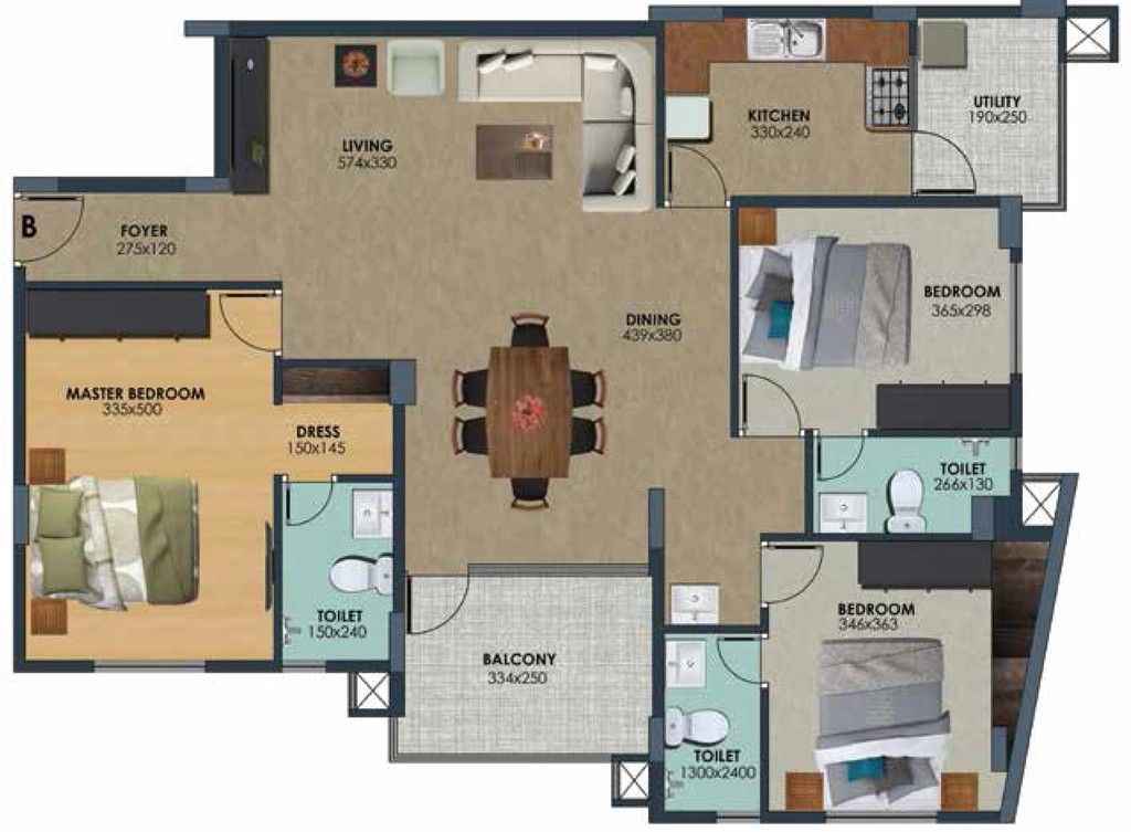 3 BHK Flat in Sowparnika Bhavani in Thycaud, Thiruvananthapuram - Image 931513