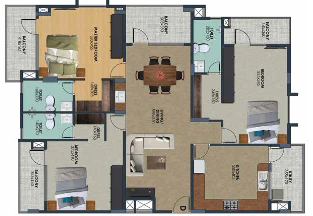 3 BHK Flat in Sowparnika Bhavani in Thycaud, Thiruvananthapuram - Image 931515