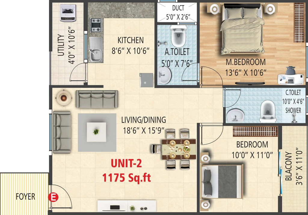 2 BHK Flat in Arunodaya Platinum in Singasandra, Bangalore - Image 931504
