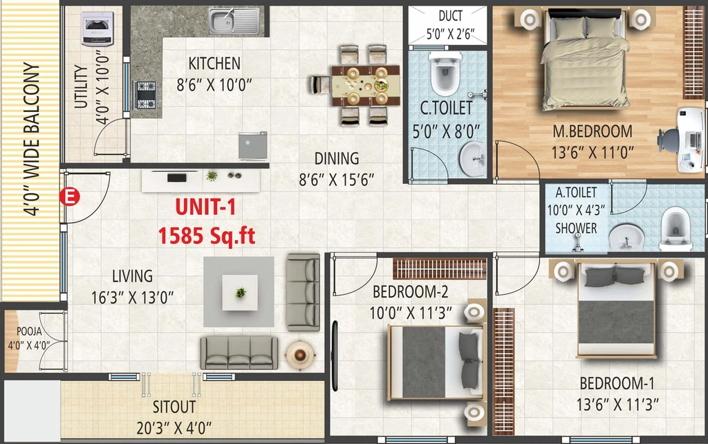 3 BHK Flat in Arunodaya Platinum in Singasandra, Bangalore - Image 931507