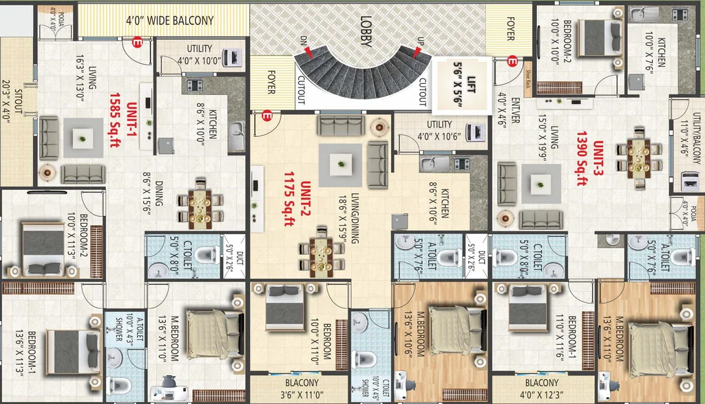 Floor Plan of Arunodaya Platinum in Singasandra, Bangalore - Image 436216