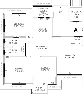 3 BHK Flat in Shree Radhe Avenue in Vavdi, Rajkot - Image 931519