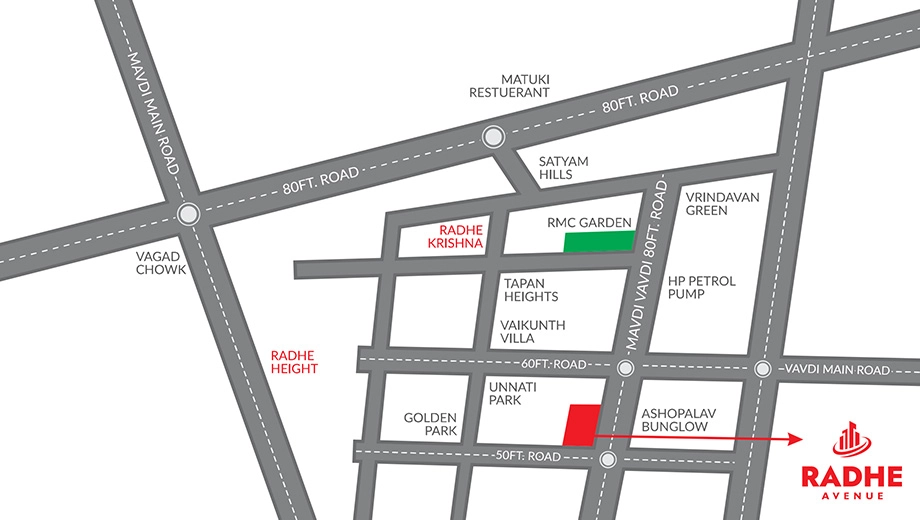 Location of Shree Radhe Avenue in Vavdi, Rajkot - Image 436267