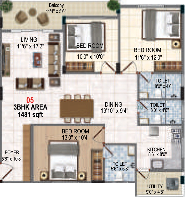 3 BHK Flat in Raki Amaryllis in Devarachikkana Halli, Bangalore - Image 931529