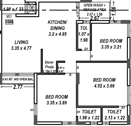 3 BHK Flat in Shree Rangmahol in Vavdi, Rajkot - Image 931538