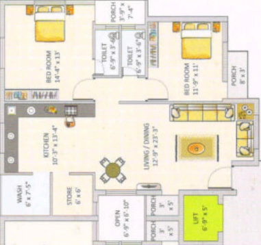 2 BHK Flat in Shreeji Residency in Vavdi, Rajkot - Image 931554