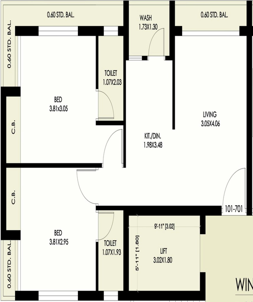 2 BHK Flat in SR Aangan View in Vavdi, Rajkot - Image 931572