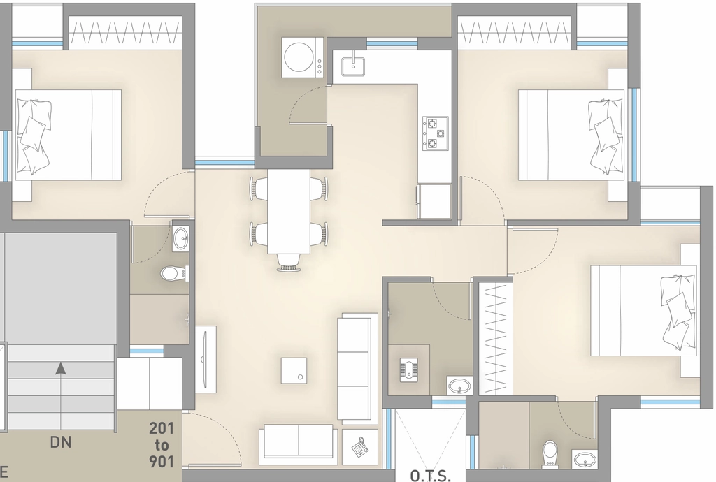 3 BHK Flat in VCG Vrindavan City in Vavdi, Rajkot - Image 931578