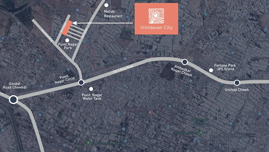 Location of Commercial VCG Vrindavan City in Vavdi, Rajkot - Image 436465