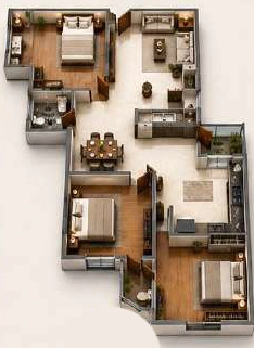 3 BHK Flat in Alark Skyline in Bawadiya Kalan, Bhopal - Image 931626