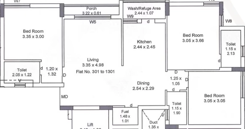 3 BHK Flat in Vision Krishna Bhoomi in Vavdi, Rajkot - Image 931582