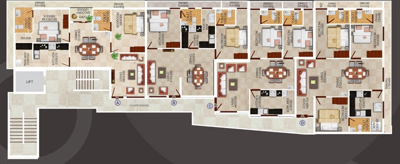 Floor Plan of Dream Flower Sandford in Aluva, Kochi - Image 436528
