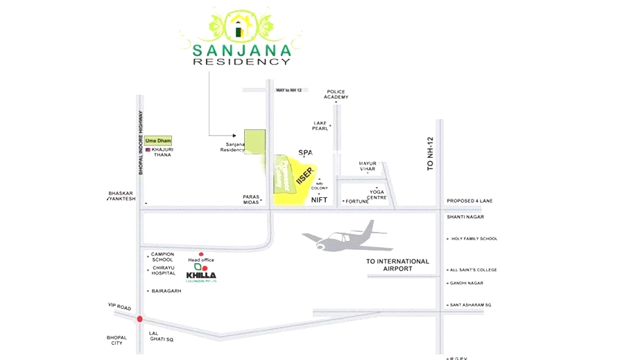 Location of Khilla Sanjana Residency in Bhauri, Bhopal - Image 436660