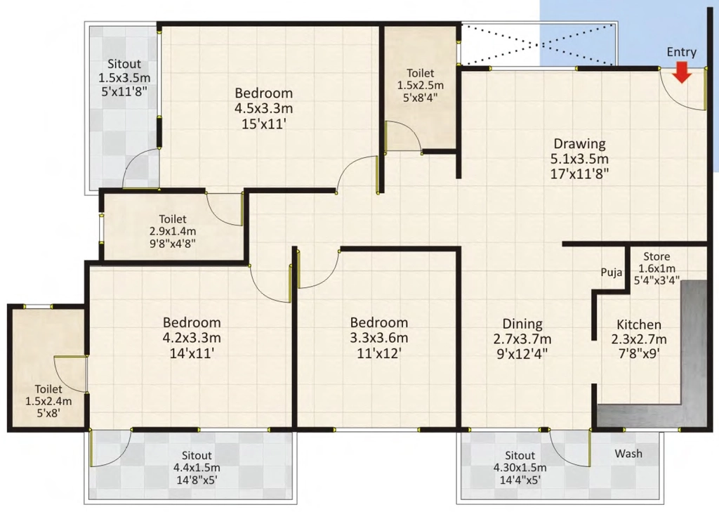 3 BHK Flat in Surabhi Surabhi Life Spaces in Khajuri kalan, Bhopal - Image 931613