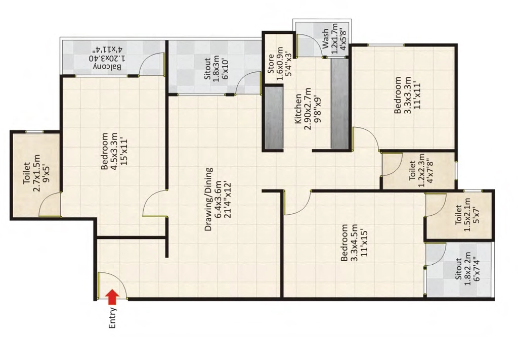 2 BHK Flat in Surabhi Surabhi Life Spaces in Khajuri kalan, Bhopal - Image 931612