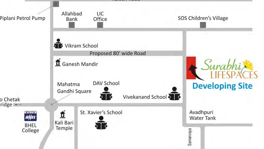 Location of Surabhi Surabhi Life Spaces in Khajuri kalan, Bhopal - Image 436611