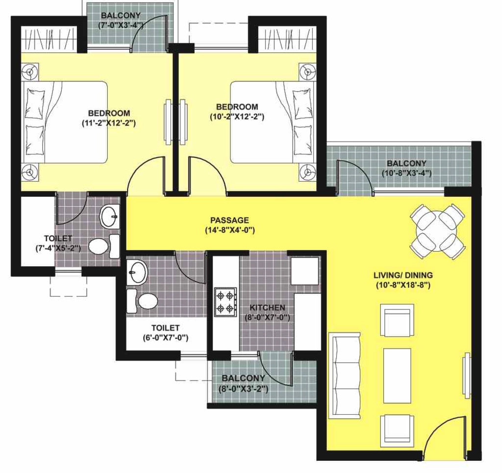 2 BHK Flat in Unitech Unihomes Phase 2 in Bairagarh Chichali, Bhopal - Image 931653