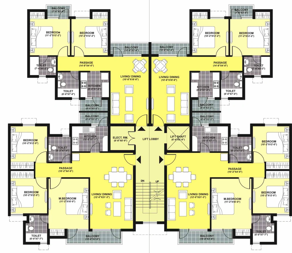 Floor Plan of Unitech Unihomes Phase 2 in Bairagarh Chichali, Bhopal - Image 436674