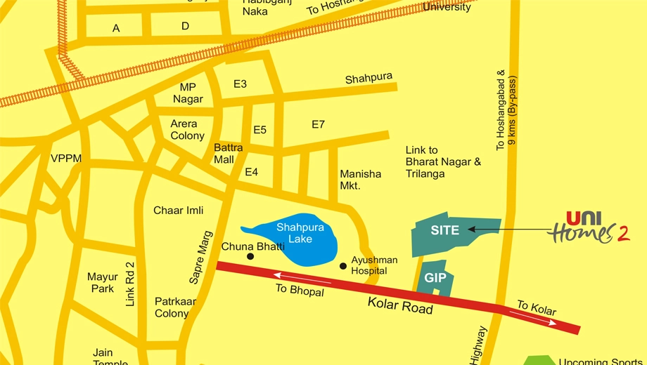 Location of Unitech Unihomes Phase 2 in Bairagarh Chichali, Bhopal - Image 436673