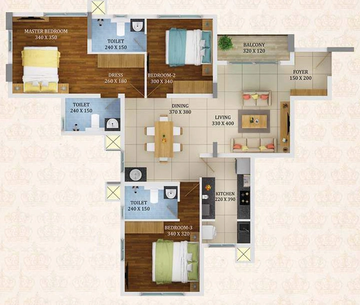 3 BHK Flat in Asset Sovereign in Palayam, Thiruvananthapuram - Image 931701