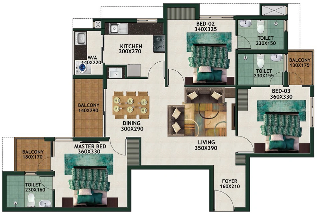 3 BHK Flat in Favourite Le Royale in Palayam, Thiruvananthapuram - Image 931709