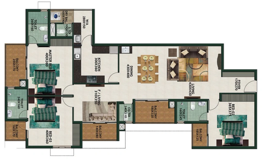 3 BHK Flat in Favourite Le Royale in Palayam, Thiruvananthapuram - Image 931712