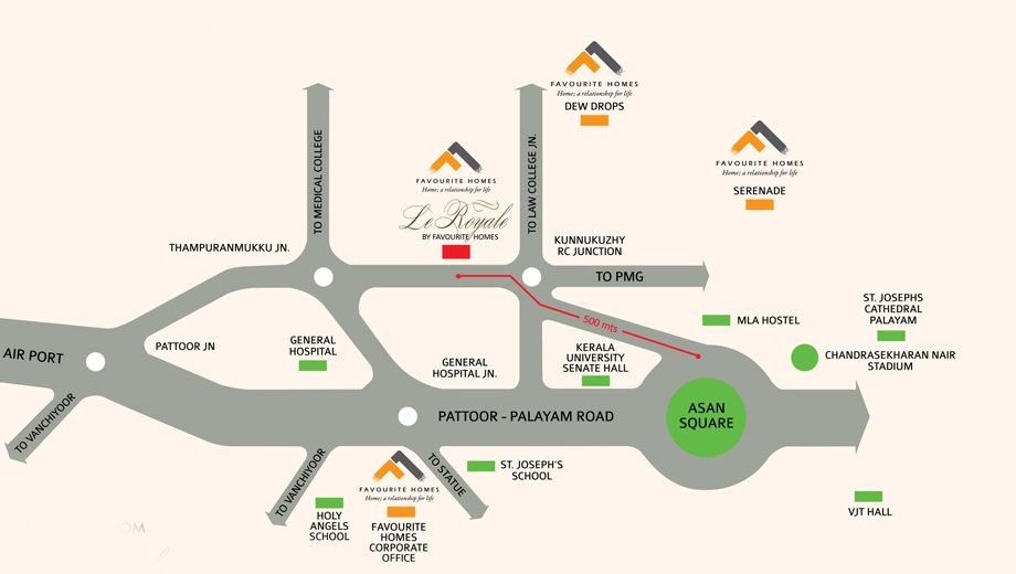 Location of Favourite Le Royale in Palayam, Thiruvananthapuram - Image 436803