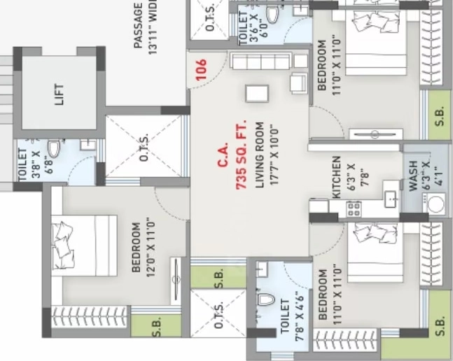 3 BHK Flat in Ami Luxuria in Rail Nagar, Rajkot - Image 931667