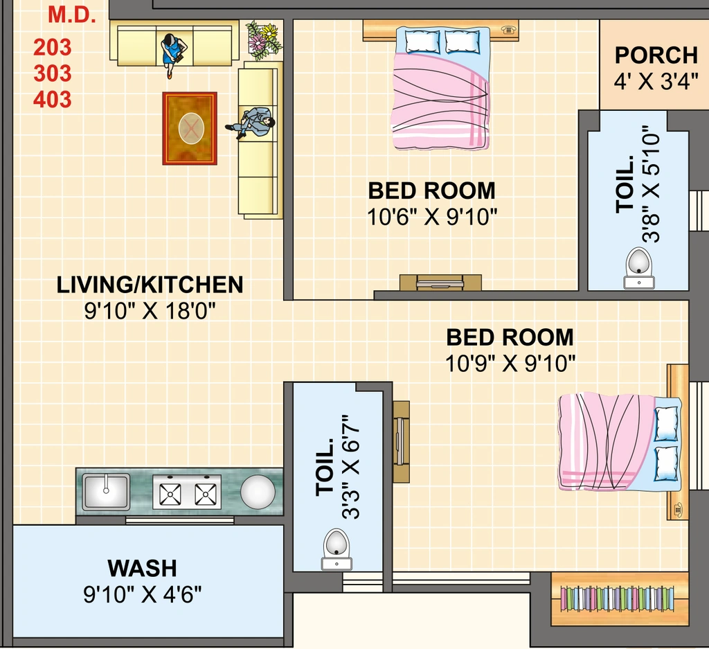 2 BHK Flat in Dilipbhai Amrut Pushp Arcade in Rail Nagar, Rajkot - Image 931676