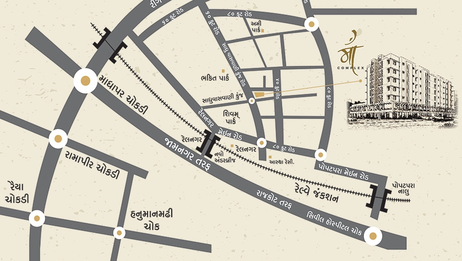 Location of Amrutdhara Maa Complex in Rail Nagar, Rajkot - Image 436780