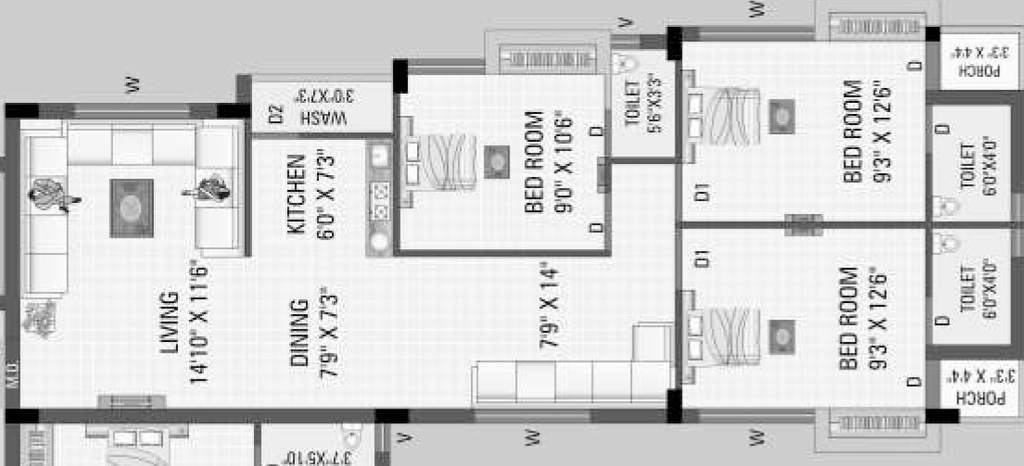 3 BHK Flat in Amrutdhara Residency in Rail Nagar, Rajkot - Image 931717